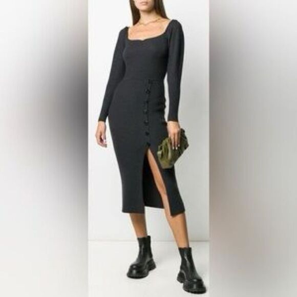 Sandro Madine Knit Midi Dress With Button Details Size Small - Picture 1 of 8